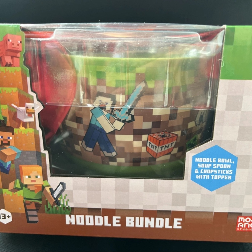 Minecraft Noodle Bowl Set with Spoon and Chopsticks